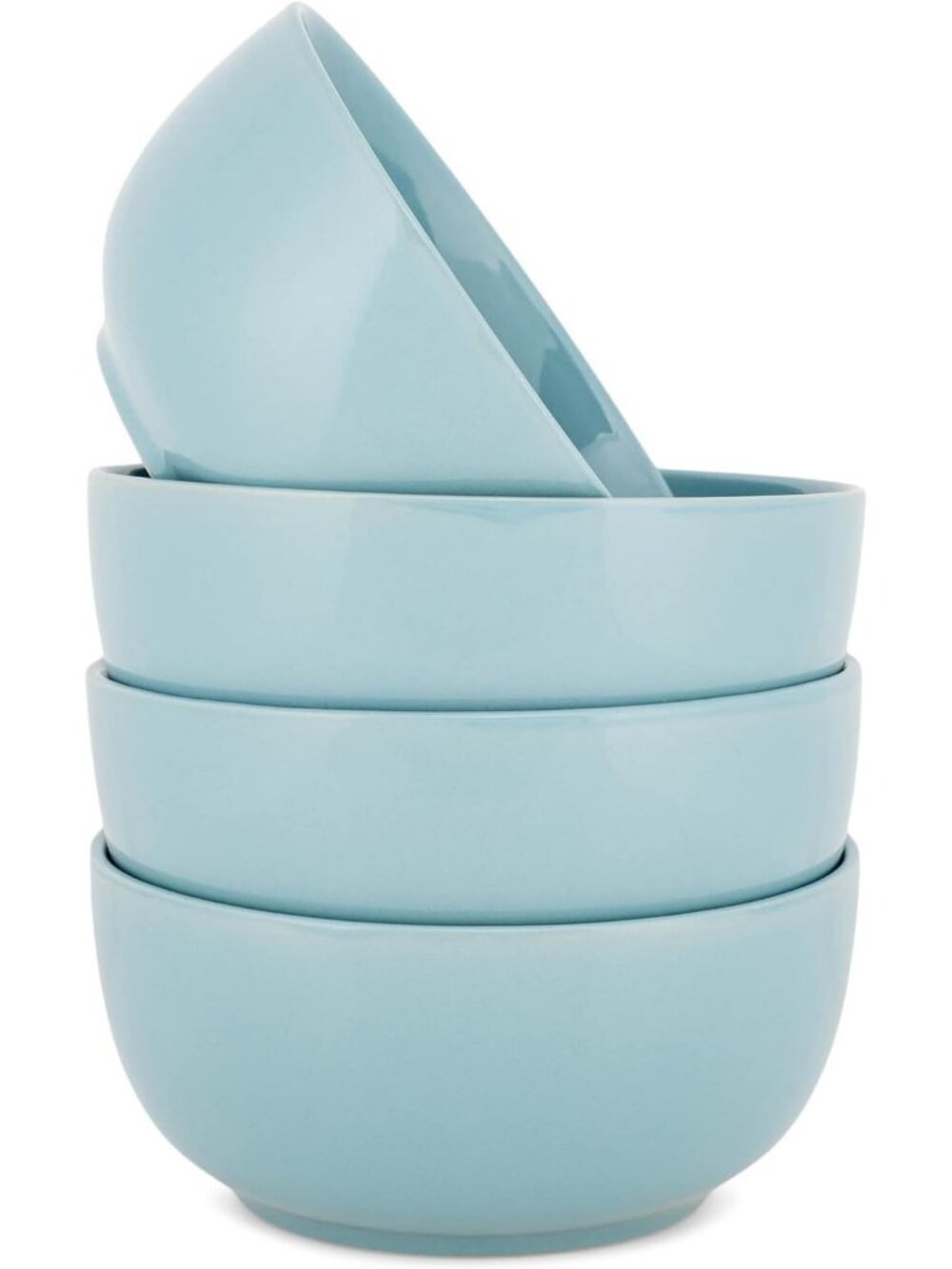 Glossy Ceramic Dinnerware Bowls Set of 4 - 6.5" for Soup, Pasta, Salad & More
